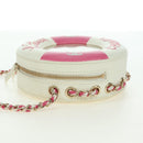 CHANEL Matelasse Cruise Line Chain Bag Leather White Gold CC Auth 178074SM-3