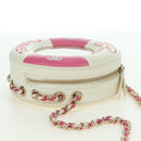 CHANEL Matelasse Cruise Line Chain Bag Leather White Gold CC Auth 178074SM-4