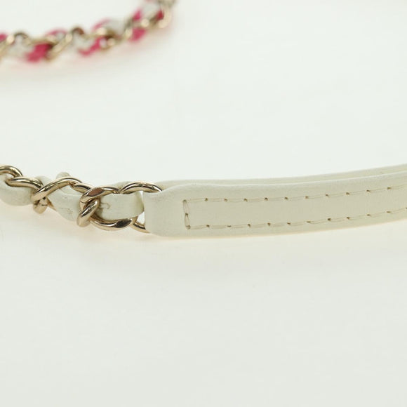 CHANEL Matelasse Cruise Line Chain Bag Leather White Gold CC Auth 178074SM