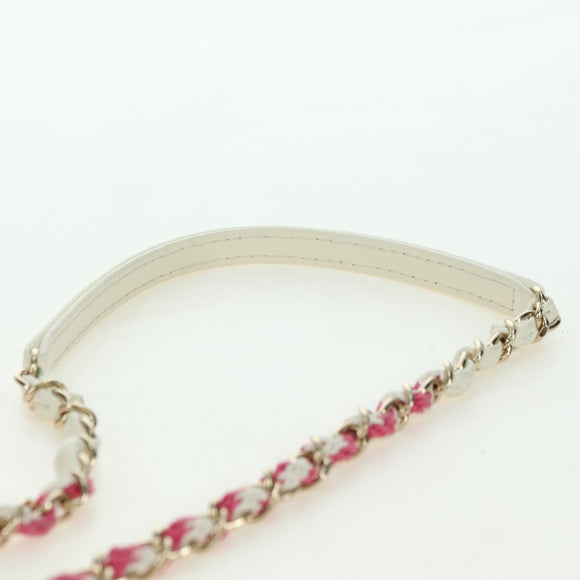 CHANEL Matelasse Cruise Line Chain Bag Leather White Gold CC Auth 178074SM
