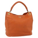 PRADA Shoulder Bag Leather Orange Gold Auth 178079A-1