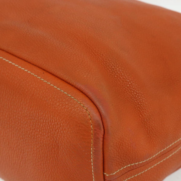 PRADA Shoulder Bag Leather Orange Gold Auth 178079A