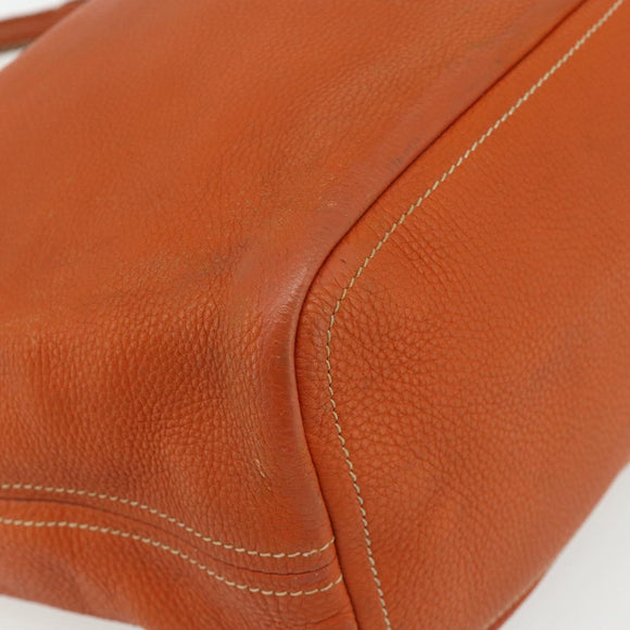 PRADA Shoulder Bag Leather Orange Gold Auth 178079A