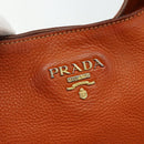 PRADA Shoulder Bag Leather Orange Gold Auth 178079A-14