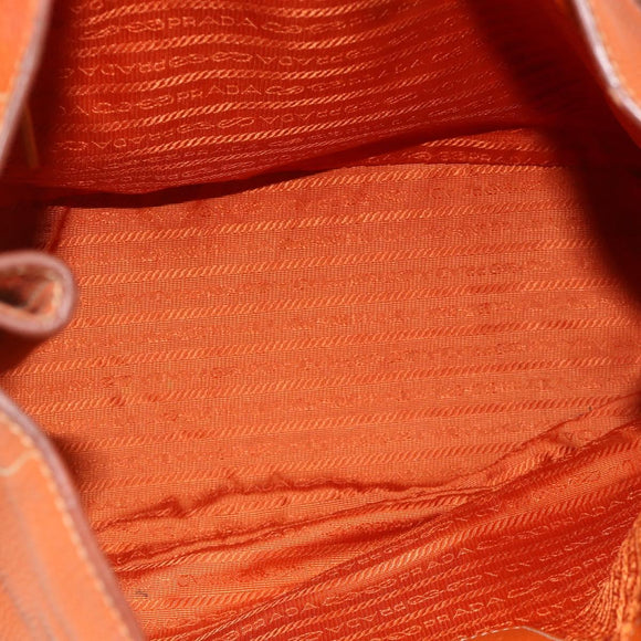 PRADA Shoulder Bag Leather Orange Gold Auth 178079A