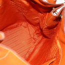 PRADA Shoulder Bag Leather Orange Gold Auth 178079A-17