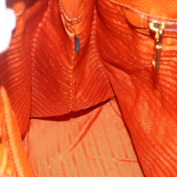 PRADA Shoulder Bag Leather Orange Gold Auth 178079A