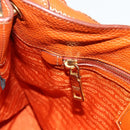 PRADA Shoulder Bag Leather Orange Gold Auth 178079A-19