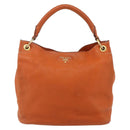 PRADA Shoulder Bag Leather Orange Gold Auth 178079A-2