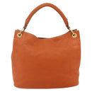 PRADA Shoulder Bag Leather Orange Gold Auth 178079A-3