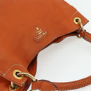 PRADA Shoulder Bag Leather Orange Gold Auth 178079A-6