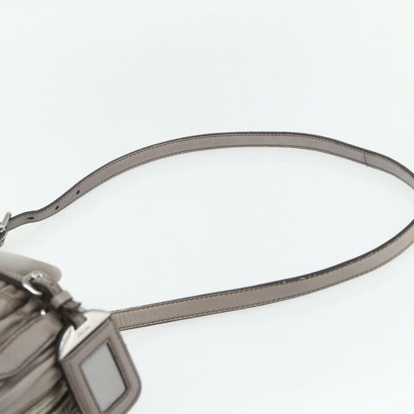 PRADA Handtas met Plissé Leer 2-weg Grijs Zilver Auth 178080A