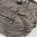 PRADA Handtas met Plissé Leer 2-weg Grijs Zilver Auth 178080A-9