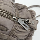 PRADA Handtas met Plissé Leer 2-weg Grijs Zilver Auth 178080A-19