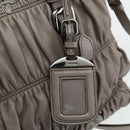 PRADA Handtas met Plissé Leer 2-weg Grijs Zilver Auth 178080A-21