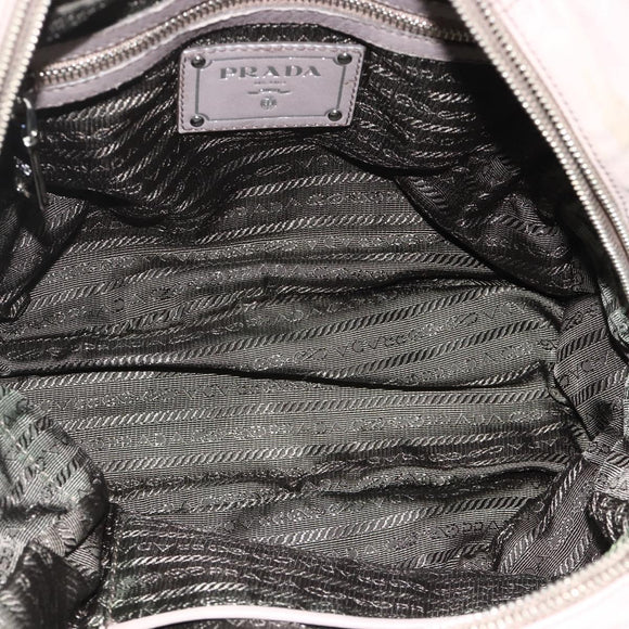 PRADA Handtas met Plissé Leer 2-weg Grijs Zilver Auth 178080A