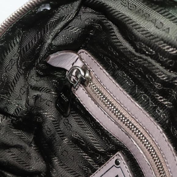 PRADA Handtas met Plissé Leer 2-weg Grijs Zilver Auth 178080A