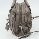 PRADA Handtas met Plissé Leer 2-weg Grijs Zilver Auth 178080A-3