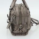 PRADA Handtas met Plissé Leer 2-weg Grijs Zilver Auth 178080A-4