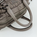 PRADA Handtas met Plissé Leer 2-weg Grijs Zilver Auth 178080A-7