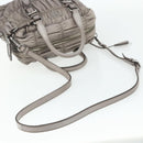 PRADA Handtas met Plissé Leer 2-weg Grijs Zilver Auth 178080A-8