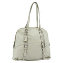 PRADA Tote Bag Leather Ivory Silver Auth 178082A-1