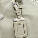 PRADA Tote Bag Leather Ivory Silver Auth 178082A-17