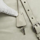 PRADA Tote Bag Leather Ivory Silver Auth 178082A-10