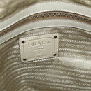 PRADA Tote Bag Leather Ivory Silver Auth 178082A-20