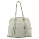 PRADA Tote Bag Leather Ivory Silver Auth 178082A-2