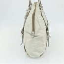 PRADA Tote Bag Leather Ivory Silver Auth 178082A-4