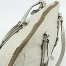 PRADA Tote Bag Leather Ivory Silver Auth 178082A-6