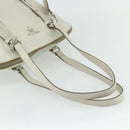PRADA Tote Bag Leather Ivory Silver Auth 178082A-7