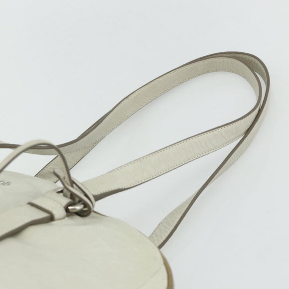 PRADA Tote Bag Leather Ivory Silver Auth 178082A