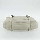 PRADA Tote Bag Leather Ivory Silver Auth 178082A-5