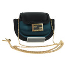 FENDI Picobucket AirPods Case Neck Pouch Bag Satin Black Gold Auth 178091M-1