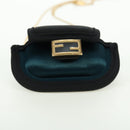 FENDI Picobucket AirPods Case Neck Pouch Bag Satin Black Gold Auth 178091M-5