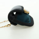 FENDI Picobucket AirPods Case Neck Pouch Bag Satin Black Gold Auth 178091M-3
