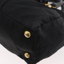 PRADA Handtas Nylon 2-weg Zwart Goud Auth 178100-9