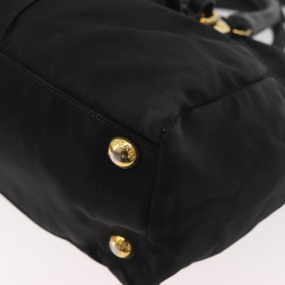 PRADA Handtas Nylon 2-weg Zwart Goud Auth 178100