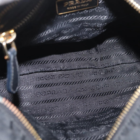 PRADA Handtas Nylon 2-weg Zwart Goud Auth 178100