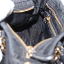 PRADA Handtas Nylon 2-weg Zwart Goud Auth 178100-22