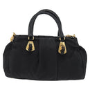 PRADA Handtas Nylon 2-weg Zwart Goud Auth 178100-2