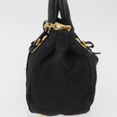 PRADA Handtas Nylon 2-weg Zwart Goud Auth 178100-3