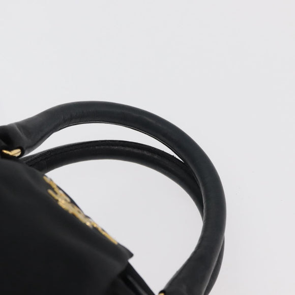 PRADA Handtas Nylon 2-weg Zwart Goud Auth 178100
