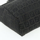 FENDI Zucchino Canvas Hand Bag Black Silver Auth 178108-14