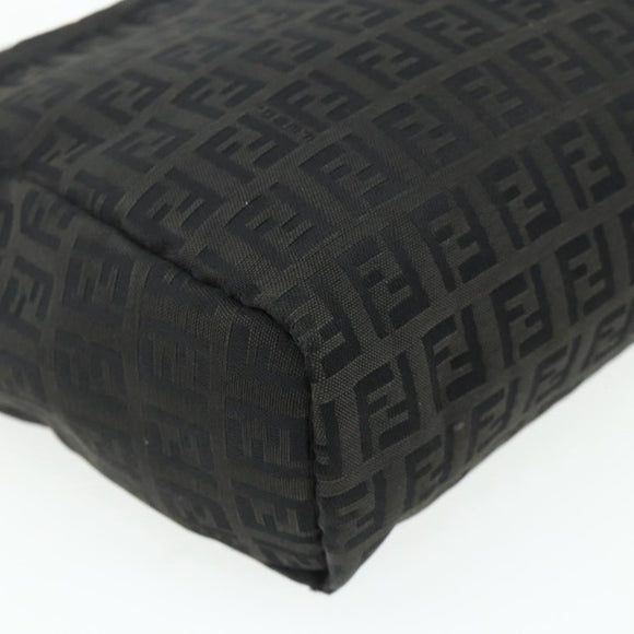 FENDI Zucchino Canvas Hand Bag Black Silver Auth 178108