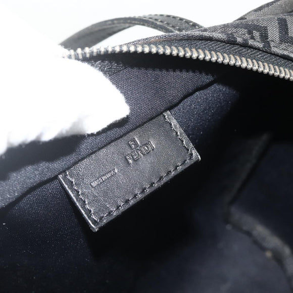 FENDI Zucchino Canvas Hand Bag Black Silver Auth 178108
