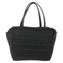FENDI Zucchino Canvas Hand Bag Black Silver Auth 178108-13