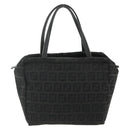 FENDI Zucchino Canvas Hand Bag Black Silver Auth 178108-2